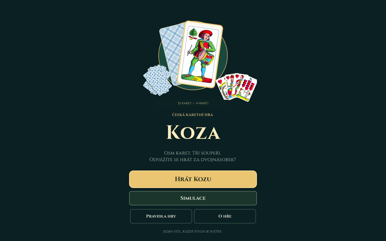 Aktuální lobby obrazovka hry Koza z Unity buildu